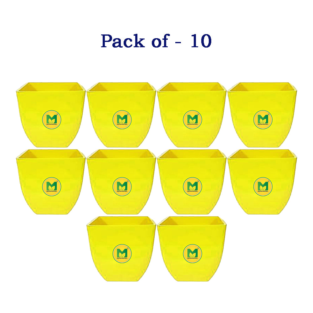 4" Square Pot - Yellow Pack of 10