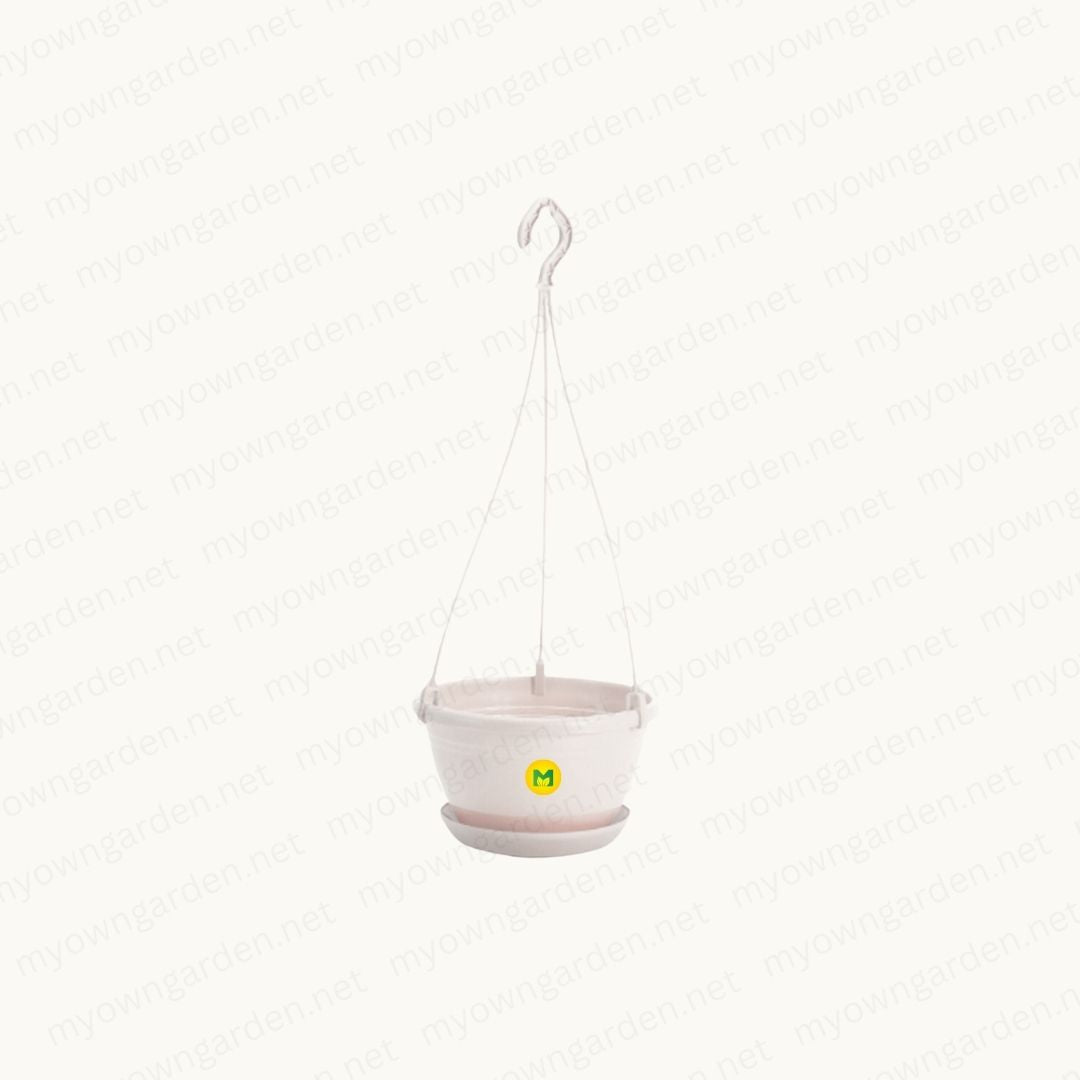 Bowl Hanging Pot with Plate - White