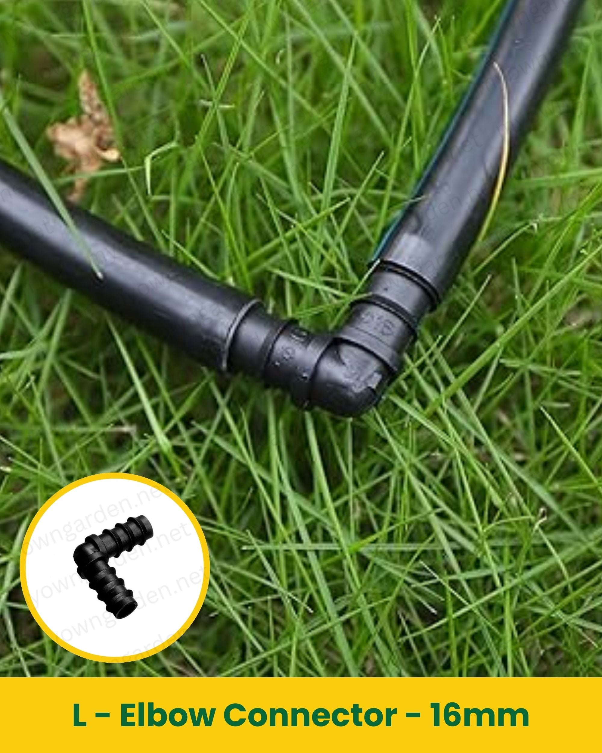 L-Elbow Connector – 16mm Micro Drip Irrigation Pipe Fitting