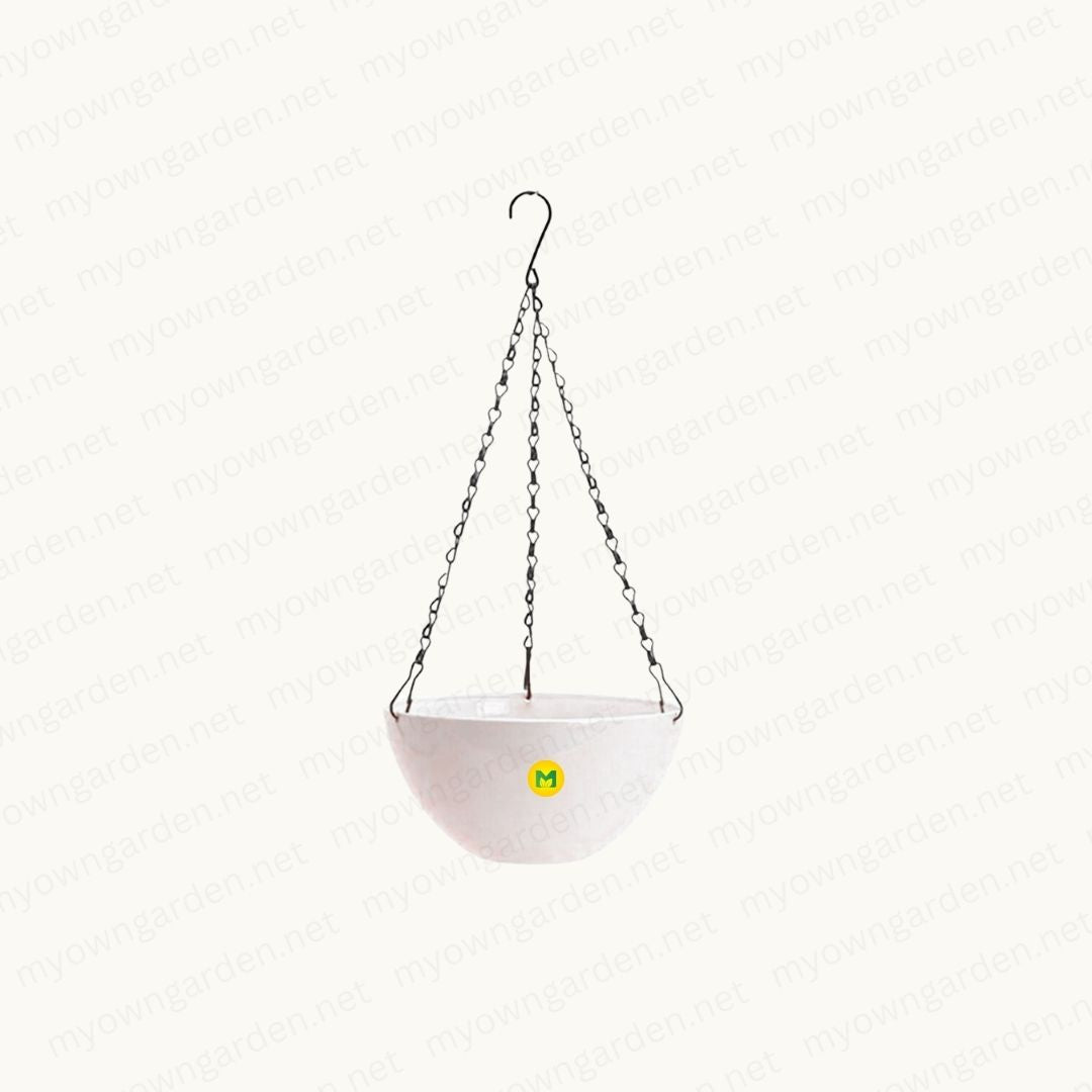 Marco Hanging Pot with Steel Chain - White