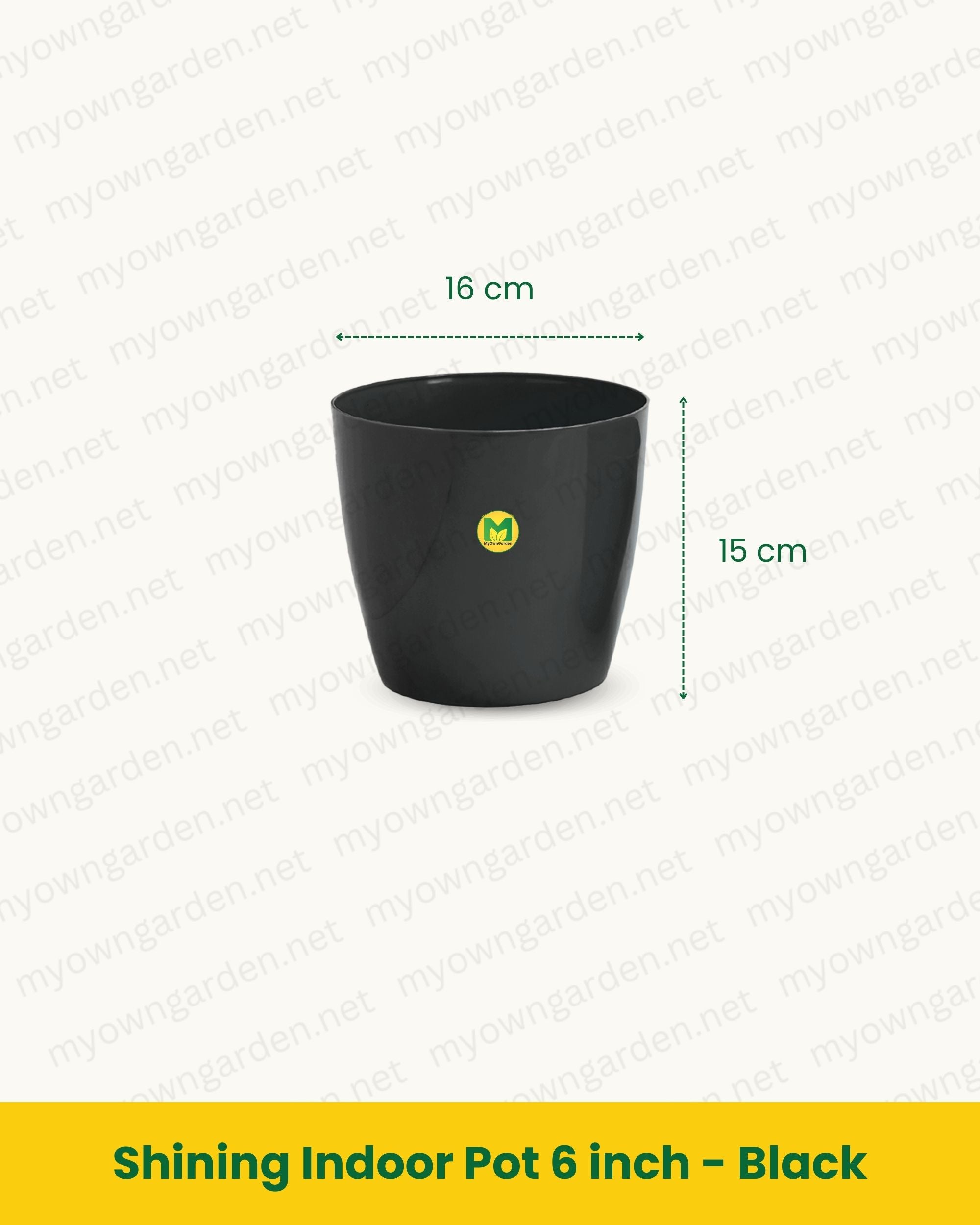 Shining Indoor Pot 6 inch - Black