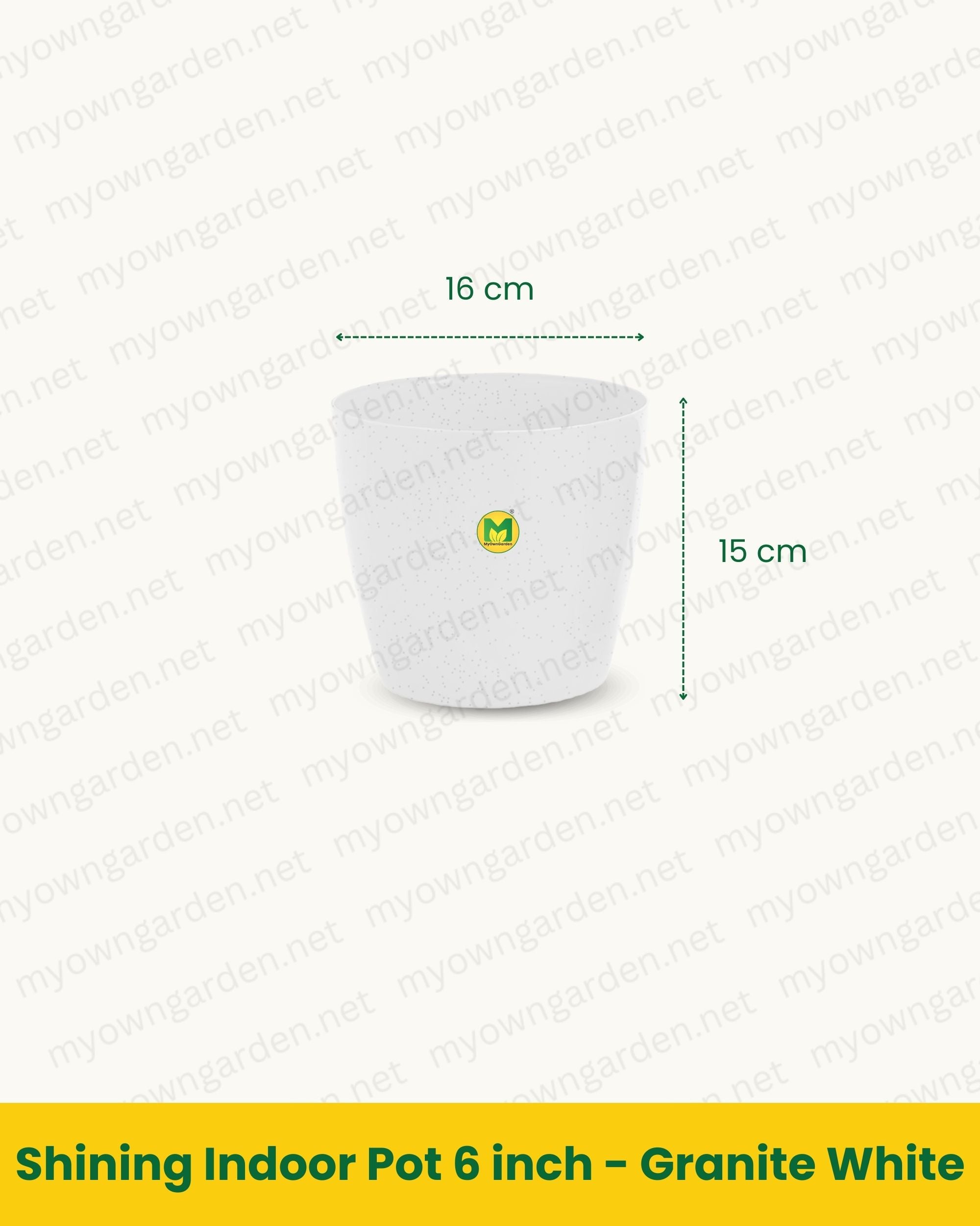 Shining Indoor Pot 6 inch - Granite White