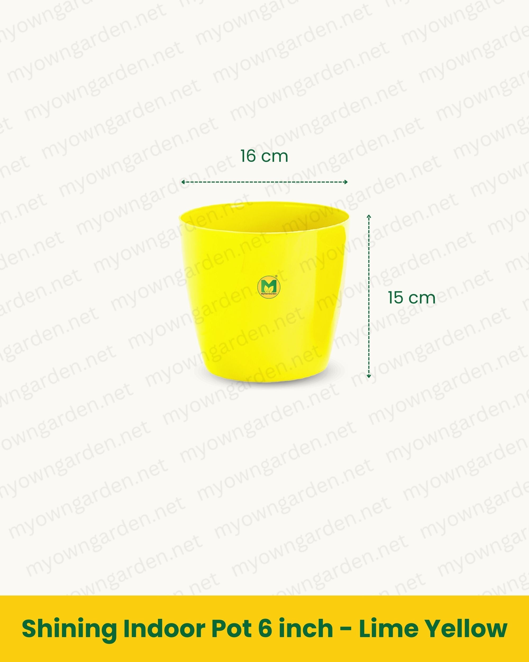 Shining Indoor Pot 6 inch - Lime Yellow