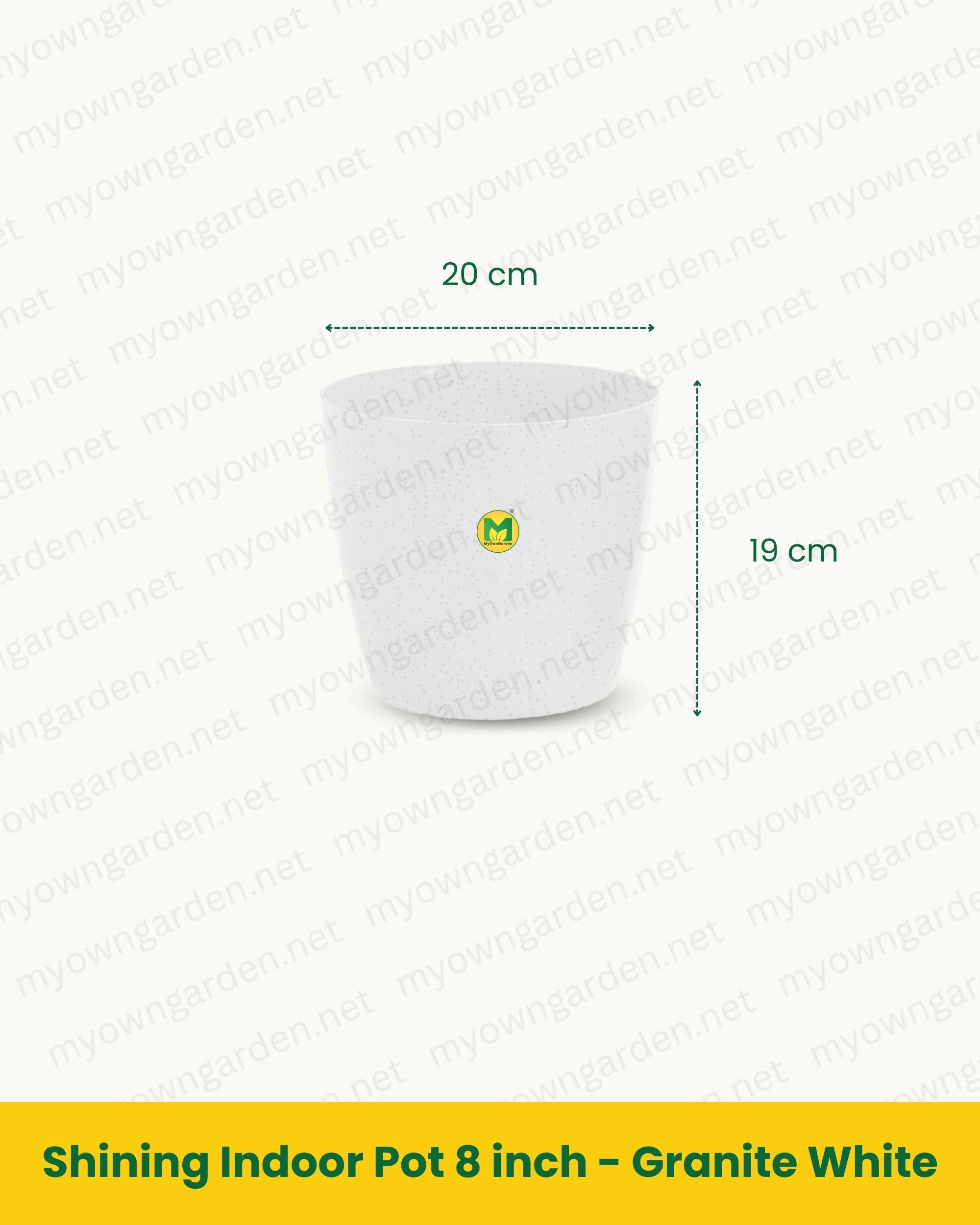 Shining Indoor Pot 8 inch - Granite White