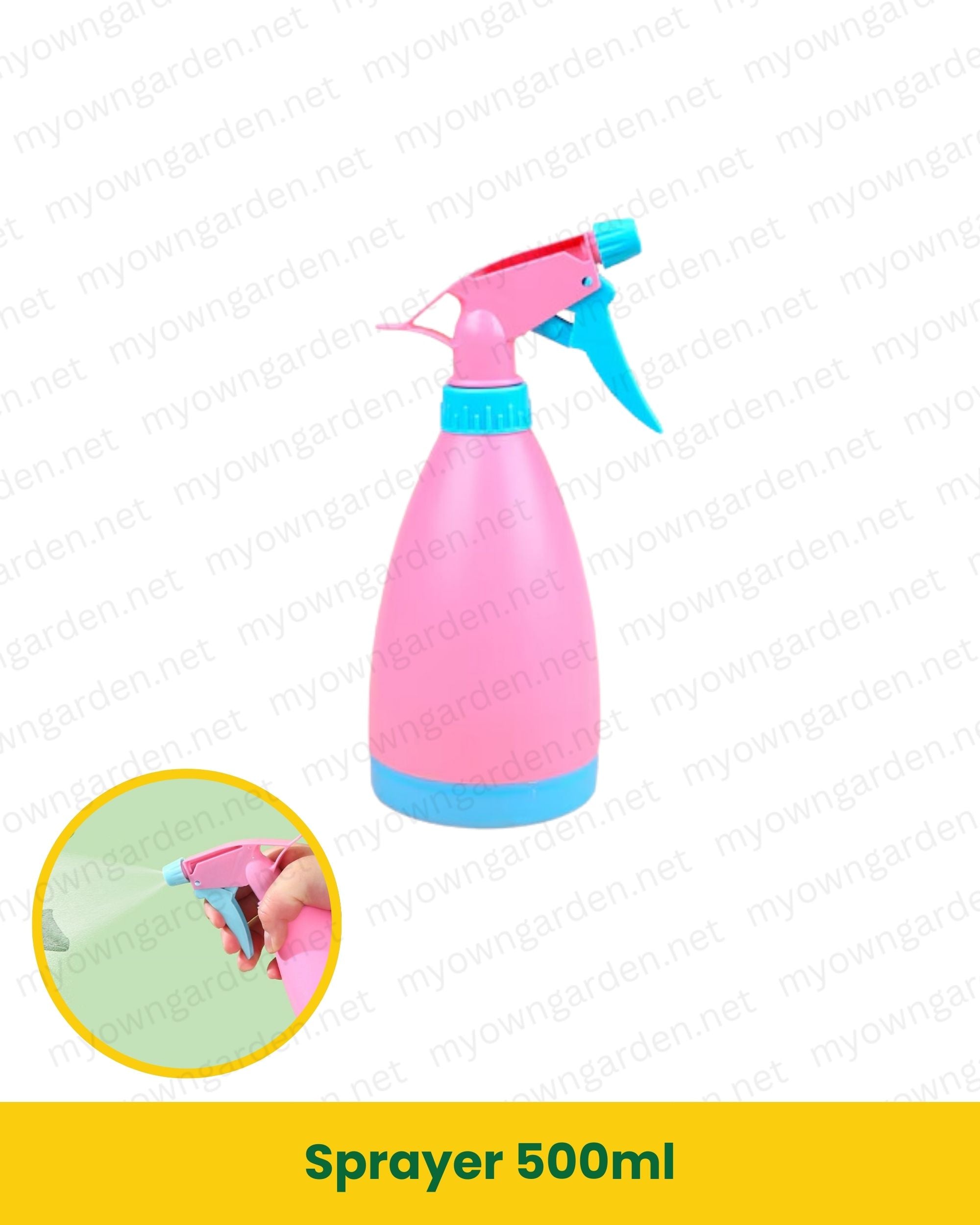 500ml Handheld Sprayer – Adjustable Mist & Jet Spray (Pink & Sky Blue)