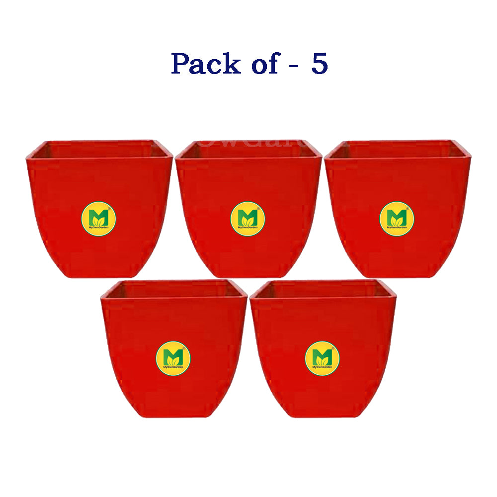 4&quot; Square Pot - Red Pack of 5