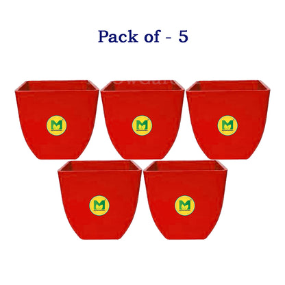 4&quot; Square Pot - Red Pack of 5