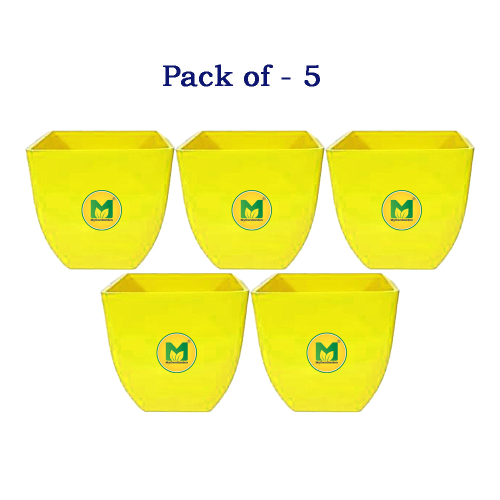 4&quot; Square Pot - Yellow Pack of 5