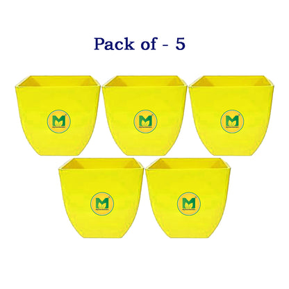 4&quot; Square Pot - Yellow Pack of 5
