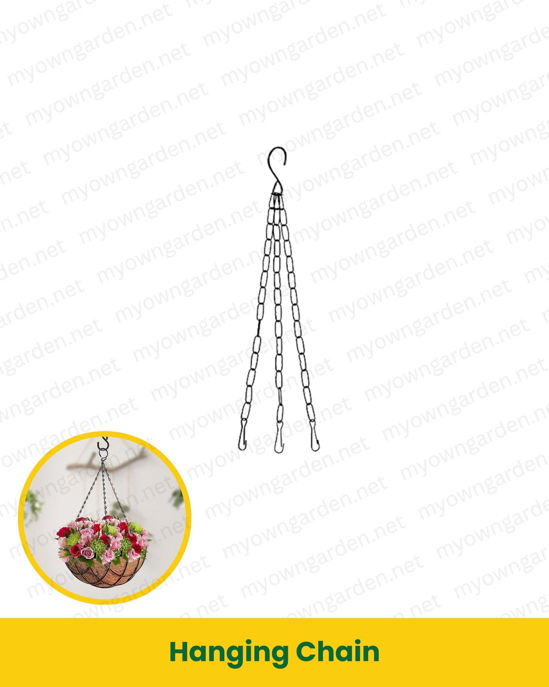 Steel Hanging Chain – 30cm Powder-Coated Black for Hanging Pots