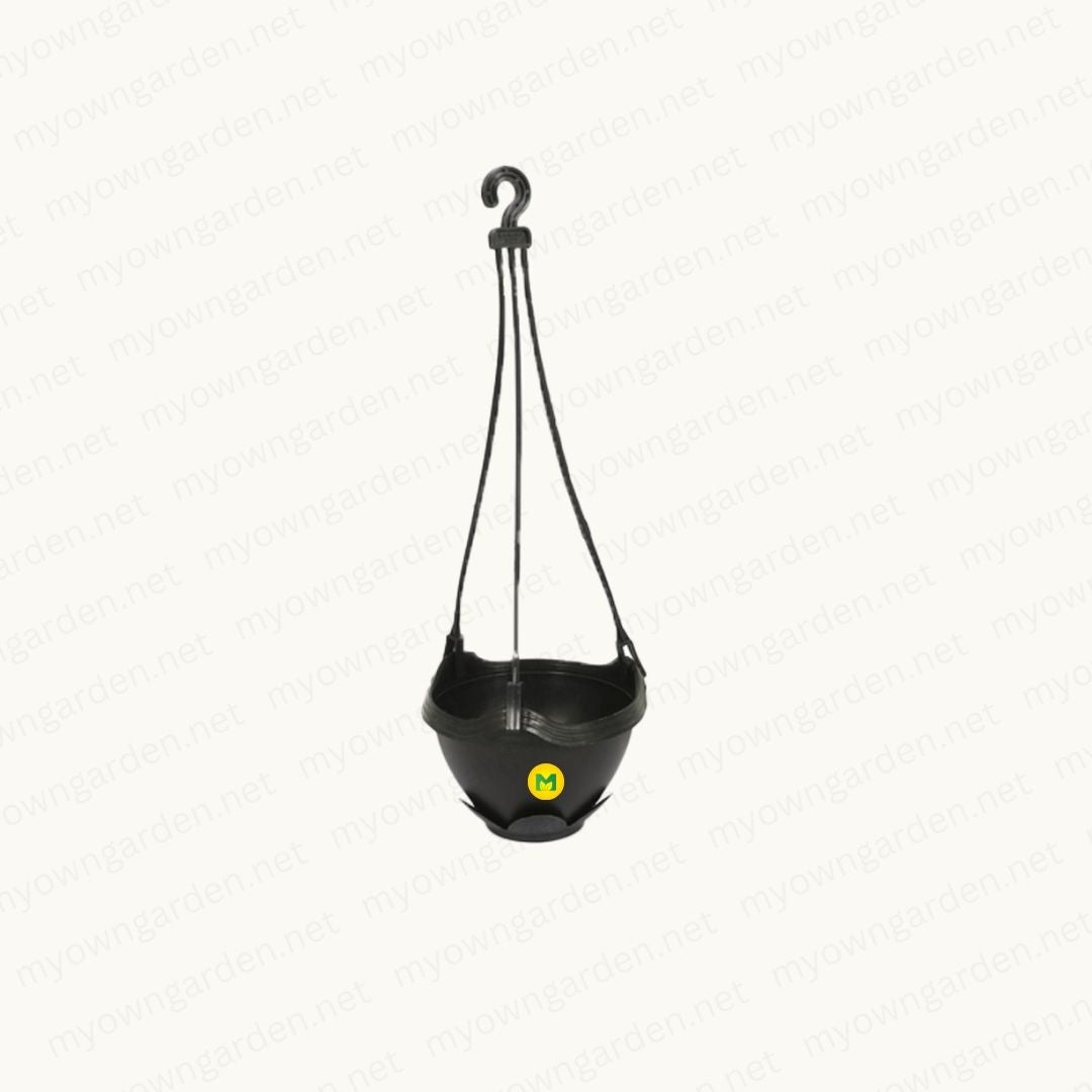 Lotus Hanging Pot with Plate - Black