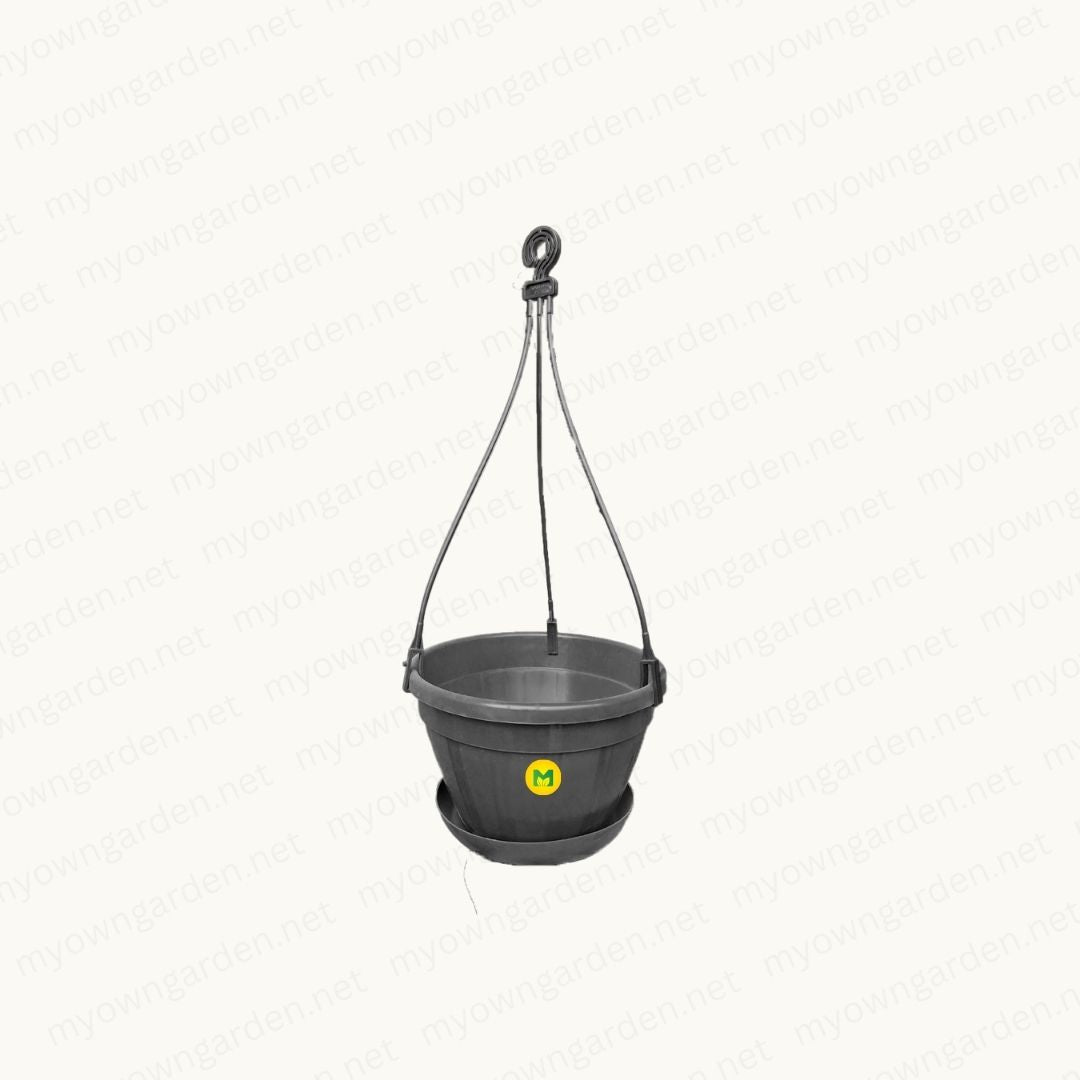 SP Hanging Pot 8 Inch with Plate - Black