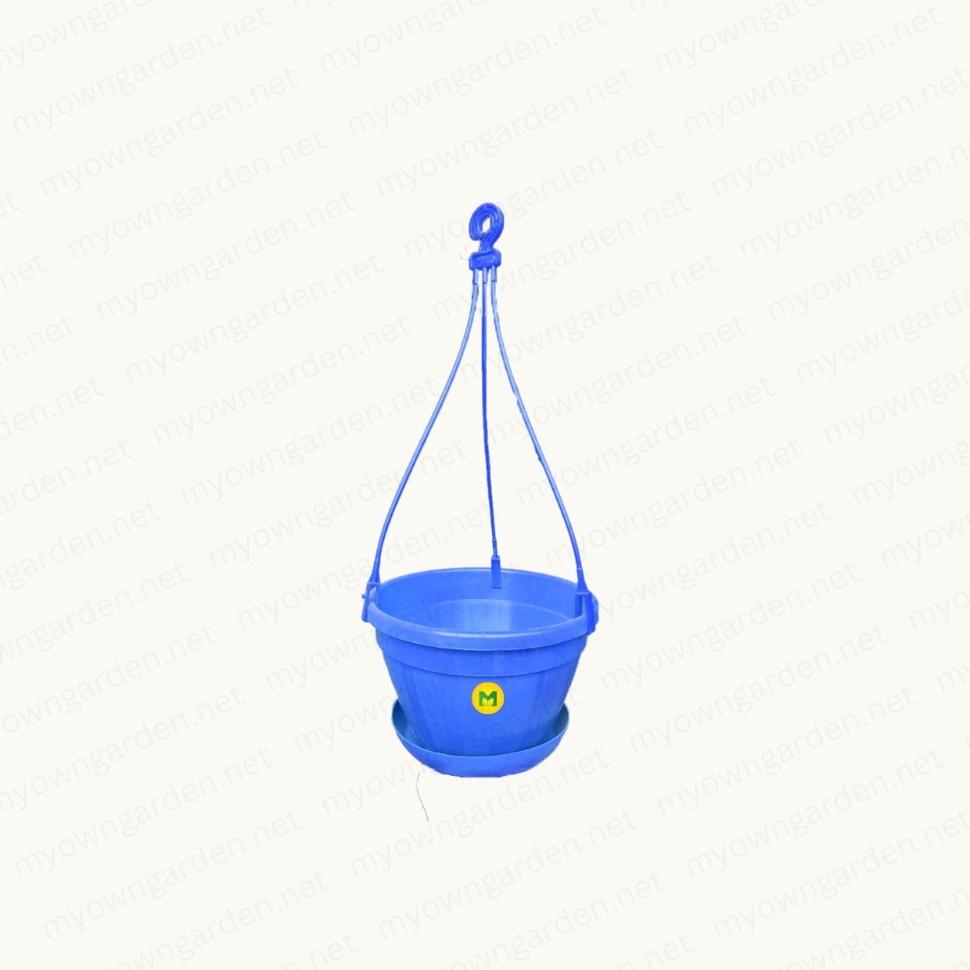 SP Hanging Pot 8 Inch with Plate - Blue