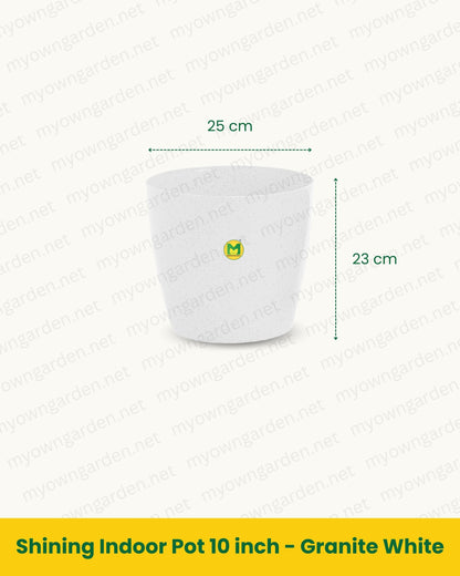Shining Indoor Pot 10 inch - Granite White