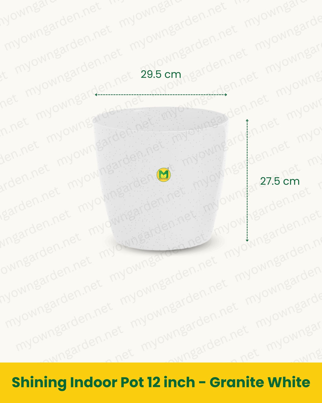 Shining Indoor Pot 12 inch - Granite White