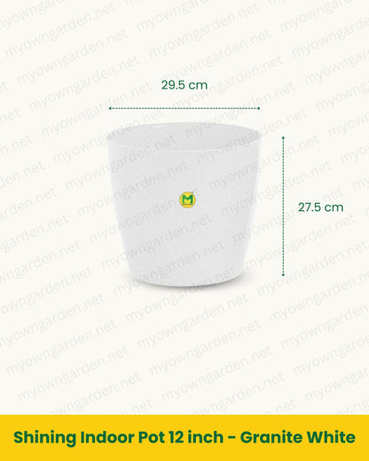 Shining Indoor Pot 12 inch - Granite White