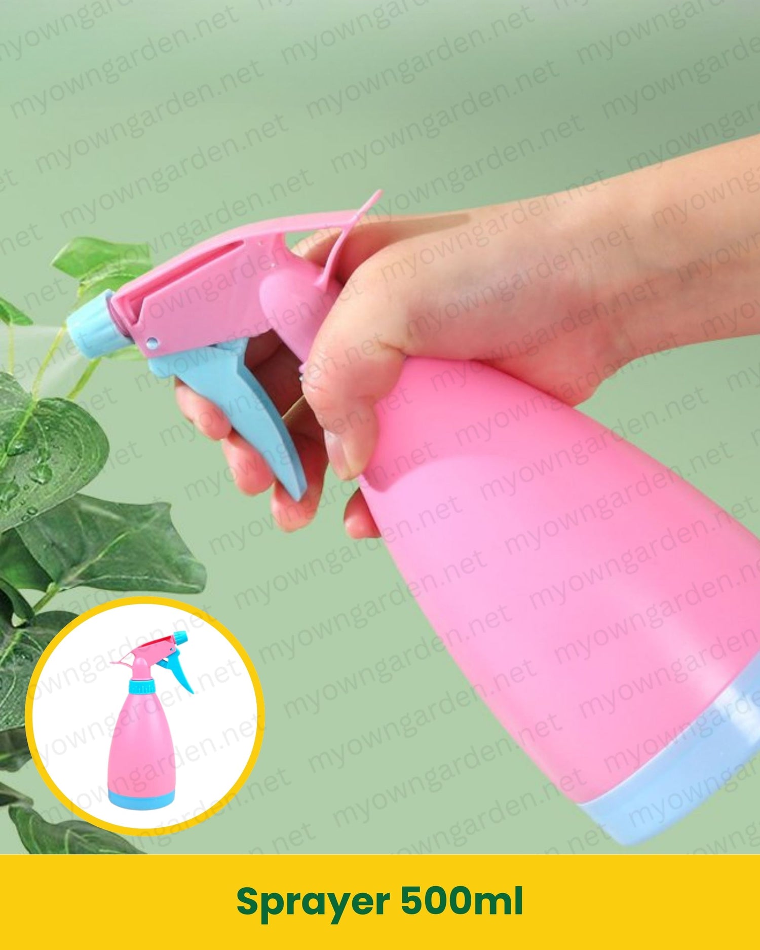 500ml Handheld Sprayer – Adjustable Mist &amp; Jet Spray (Pink &amp; Sky Blue)