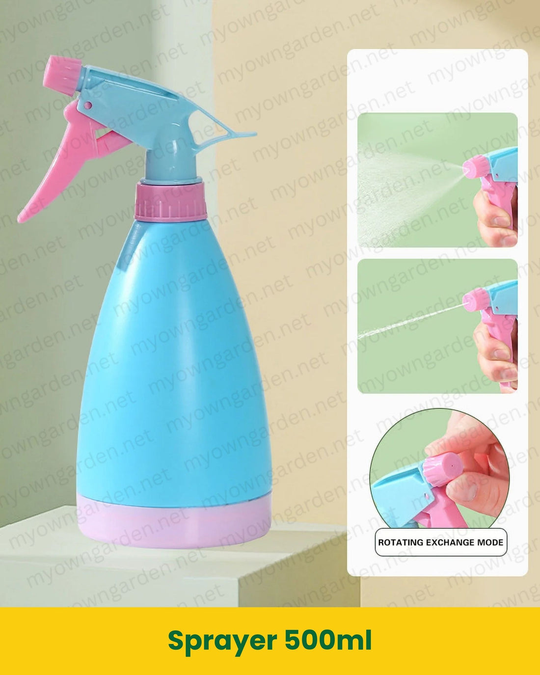 500ml Handheld Sprayer – Adjustable Mist &amp; Jet Spray (Pink &amp; Sky Blue)
