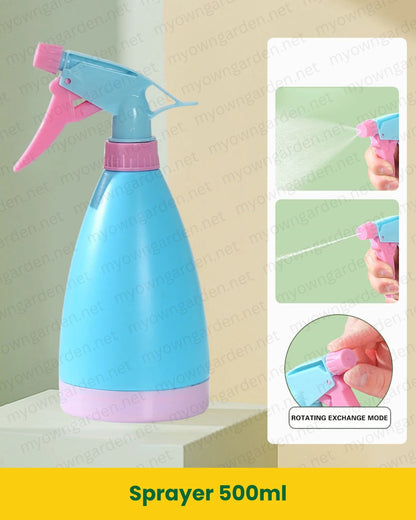 500ml Handheld Sprayer – Adjustable Mist &amp; Jet Spray (Pink &amp; Sky Blue)