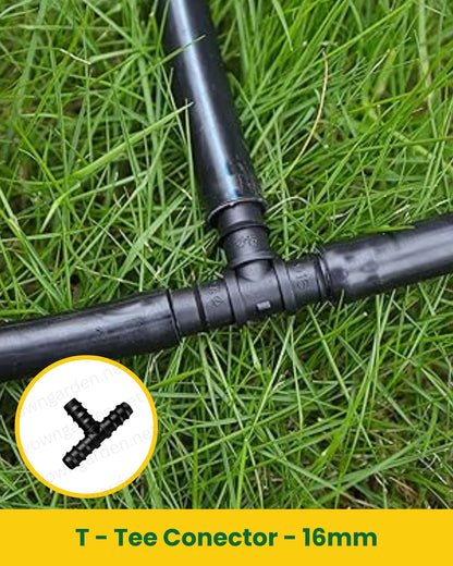 T-Tee Connector 16mm – Durable Drip Irrigation Pipe Fitting